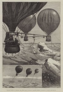 Método propuesto para alcanzar el Polo Norte en globos, globos despegando, globos anclados de William Bazett Murray